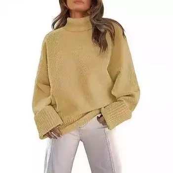 2024 Лидер продаж европейских и американских женщин осень/зима плюшевый свитер с высоким воротником пуловер XL тёмно-синий