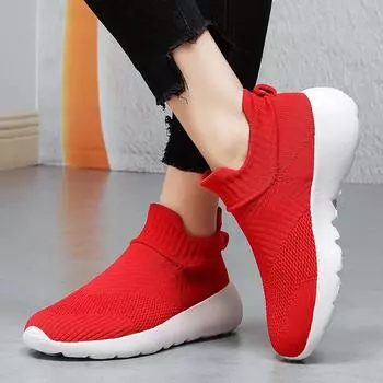 2024 Лидер продаж Новые большие размеры 35-45 Мужская и женская обувь Летающая вязаная прогулочная платформа повседневная обувь для пар 35 грязно-белый
