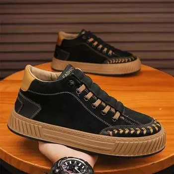 2024 Лидер продаж Новые осенние и зимние мужские ботинки с увеличенным размером, повседневная обувь на шнуровке, обувь для скейтбординга, высокое качество, британский стиль для отдыха на открытом воздухе 39 серый