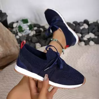 2024 Лидер продаж, женская обувь на шнуровке, вулканизированная, модная, большого размера, женская повседневная обувь, новые сетчатые кроссовки с круглым носком 36 чёрный