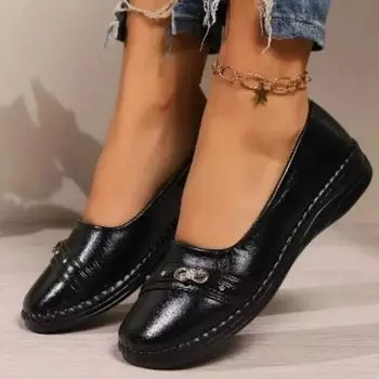 2024 Лидер продаж, женские туфли на плоской подошве без застежек, весенние туфли с квадратным носком, однотонные, на низком каблуке, простые, повседневные, для поездок на работу, на плоской подошве 36