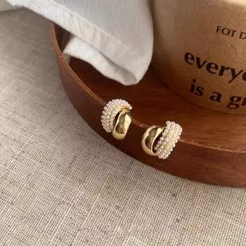 2024 Light Luxury Pearl Arc клипсы для ушей: Пирсинг не требуется золотой