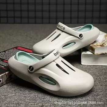 2024 Light Mens Sandals Soft Male Slippers High Quality Men s Slippers Beach Comfort Wear-resistant Men Sandals Sandalias Hombre 40 серый
