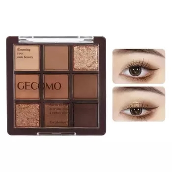 [2024 Limited] Gecomo Eyeshadow Palette 9 Colors Eyeshadow Chocolate Matte Eye Makeup Earth Color Eyeshadow Palette Glitter Powder Waterproof Sweatpro