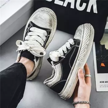 2024 live broadcast model, four-season canvas platform-soled outdoor shoes, retro and old student casual men s board shoes, versatile and dirty men 39 чёрный