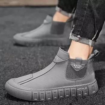 2024 live broadcast model in autumn and winter, leather Martin boots, retro tooling locomotive boots, British nesting men s shoes tide 39 чёрный