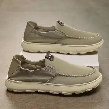 2024 live stream spring and summer ice silk cloth breathable casual foot loafers solid color trendy social Internet celebrity loafers 39 хаки