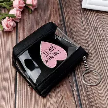 2024 Love Heart Кошельки для монет из искусственной кожи с застежкой-молнией, женский мини-кошелек из ПВХ, держатель для карт, подарки для дам, кошелек для монет чёрный