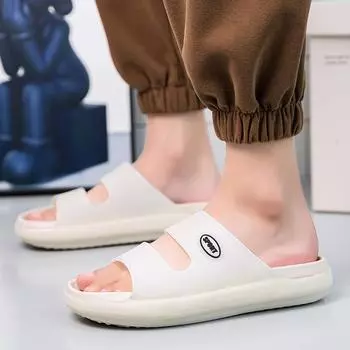 2024 luminous light stepping on shit slippers men s home EVA thick-bottomed one-word slippers wear non-slip slippers 40