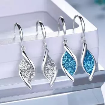 2024 Роскошные серьги Высококачественные серьги-листья 925 пробы Белые и синие винтажные не тускнеющие женские серьги из серебра 925 пробы платиновый