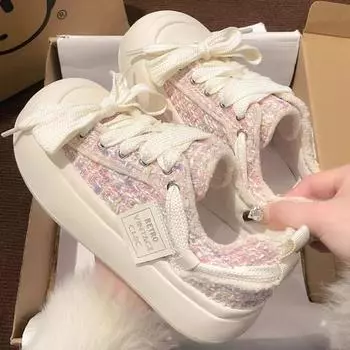 2024 Роскошные женские весенне-осенние модные милые стильные студенческие парусиновые повседневные туфли для активного отдыха на открытом воздухе дышащие кроссовки для бега 35 розовый