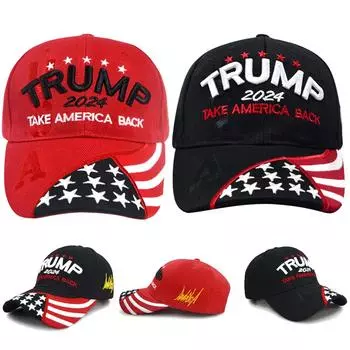 2024 Make America Great Again Hat 3D Дональд Трамп Республиканская партия Республиканские патриоты Президент Hat Флаг США Модная отрегулируйте бейсболку красный