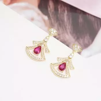 2024 маленькая юбка инкрустированная цирконием полные бриллиантовые серьги легкие роскошные высококачественные темпераментные серьги модные персонализированные серьги женские 14k фиолетовый