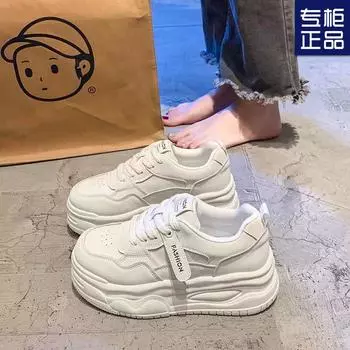 2024 маленькие белые туфли, универсальные повседневные спортивные туфли, весна и осень, новые популярные туфли на толстой подошве в стиле панда черного и белого цвета 35 белый