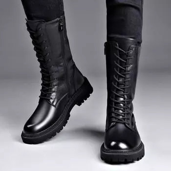 2024 Martin Унисекс Высокие рабочие ботинки: Натуральная кожа, модные, теплые, универсальные, с толстой подошвой 30