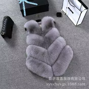 2024 мех осень-зима новая мода женский тонкий меховой жилет, шуба из искусственного меха лисы S белый