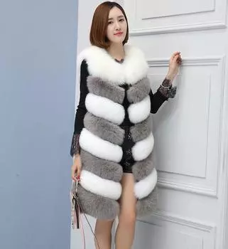 2024 меховой жилет куртка Haining мех осень и зима новый искусственный лисий мех цвет соответствующий контрастный цвет тонкий и тонкий S