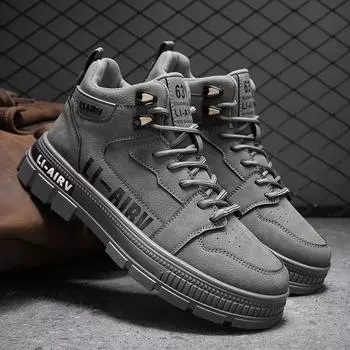 2024 Men Autumn New Fashion Casual Wear-resistant Boots High-top Tooling Shoes Tide Boots British Canvas Shoes Boots 39