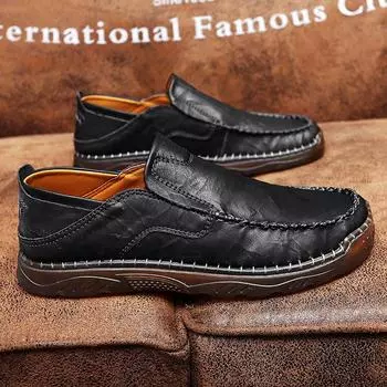 2024 Men Casual Shoes Fashion Loafers Breathable Walking Shoes Lightweight Slip-on Driving Footwear Big Size 38-47 Handmade Soft 38 чёрный