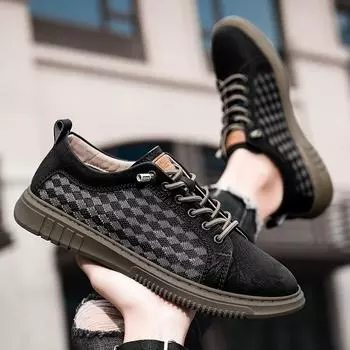 2024 Men Casual Shoes Mesh Breathable Outdoor Sports Shoes Four Seasons Skate Shoes Hand Sewn Large Size Leisure Walk Footwear 36