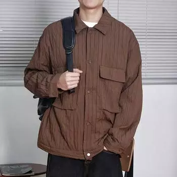 2024 Мужская уличная модная винтажная куртка, мужская рабочая куртка весна-осень, мужская корейская модная свободная верхняя одежда M темно-коричневого