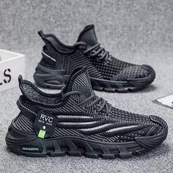 2024 Men Jogging Shoes Outdoor Fashion Mesh Breathable Comfortable Shock-absorption Men s Casual Sneakers zapatillas de hombre 39 чёрный