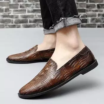 2024 Men Loafers Shoes driving Fashion Boat Footwear Man Brand Leather Moccasins Shoes Men Comfortable Drive Men s Casual Shoes 36 коричневый