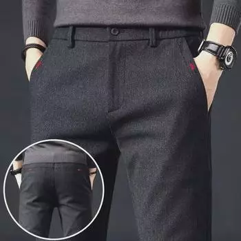 2024 Men s Autumn/Winter Slim Straight Casual Pants - Korean Style Business Fashion 30 темно-серого