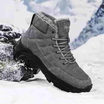 2024 Men s Extra-Large Snow Boots: Warm, Non-Slip Velvet Lined for Outdoor Hiking 42 чёрный