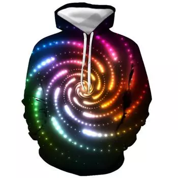 2024 Men s Hoodie Sweatshirt Graphic Hooded Daily Going Out 3D Print Basic Casual Pullover Long Sleeve Rainbow 3D Top S