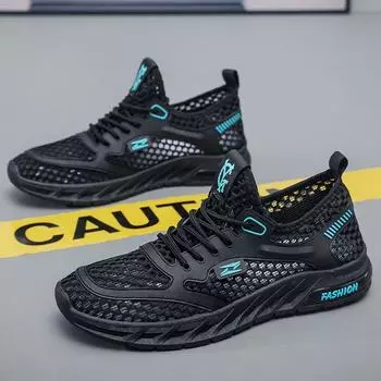 2024 Men s Lightweight Wading Shoes Outdoor Comfortable Non-slip Wear-resistant Sneakers Fashionable Breathable Hiking Shoes New 39 чёрный