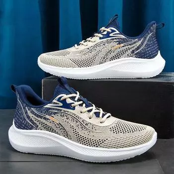 2024 Men s Shoes Spring and Autumn Comfortable Korean Fashion Casual Shoes Student Running Shoes Sports Shoes 39 бежевый