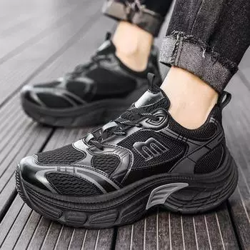2024 men s shoes spring youth mesh breathable dad shoes men s trendy brand high-end casual platform sports shoes 39