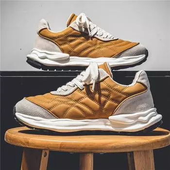 2024 men s sponge cake sole new trend comfortable high appearance casual shoes versatile and breathable sports shoes sneakers 39 хаки