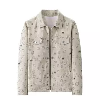 2024 Men s Trendy Large-size Corduroy Coat: Loose-fit Spring/Autumn Lapel Jacket 4XL кофейный