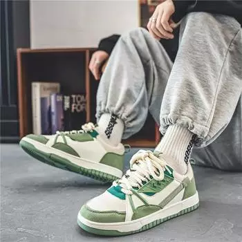 2024 Men s Trendy Versatile Vulcanized Shoes Personalized New Lace Up Sports Shoes, Green Canvas Casual Shoes Designer Shoes Men 39 зелёный
