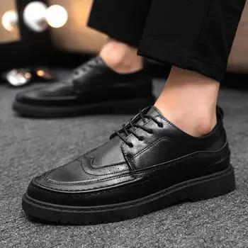 2024 Men s Waterproof Black Leather Martin Boots - Trendy British Style, Low-Top, Soft Sole, Comfortable Casual Work Shoes 40