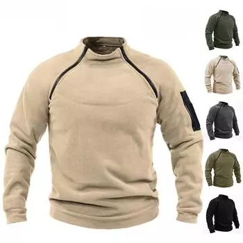 2024 Мужская толстовка с капюшоном, теплая, на молнии, свободная, мягкая, дышащая, с длинным рукавом, ветрозащитная, с воротником-стойкой, осенние топы, повседневная одежда S