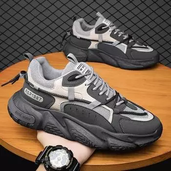 2024 Mens Tennis Shoes New Casual Shoes for Men Spring Autumn Men Breathable Wear-resistant Running Shoes Tenis Masculino 39 серый
