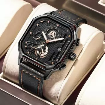 2024 Mighty Domineering Основной модный дизайн Спортивные часы Многофункциональный циферблат с указателем Водонепроницаемый светящийся кожаный ремешок Роскошные кварцевые часы