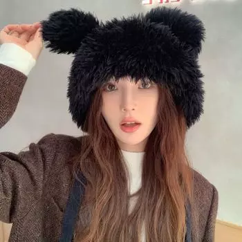 2024 милые большие ушки плюшевые уши защитные шапки детские зимние мягкие плюшевые теплые холодные шапки Lei Feng прилив M56-58cm