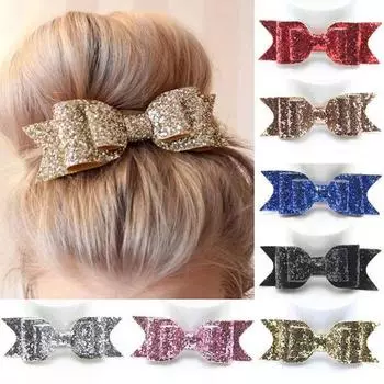 2024 милые модные заколки из сплава с блестками, большой бант, блестящие украшения, аксессуары для волос для девочек, подарок на вечеринку 1
