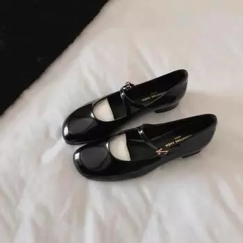 2024 милые туфли Лолиты в японском стиле для девочек, черные туфли на плоской подошве на платформе, модные женские кожаные туфли Мэри Джейн с квадратным носком, студенческие туфли для косплея 35