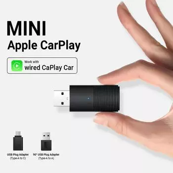 2024 Mini Apple CarPlay беспроводной адаптер Car Play Dongle Bluetooth WiFi быстрое подключение Plug and Play для OEM проводной CarPlay автомобиль новый чёрный