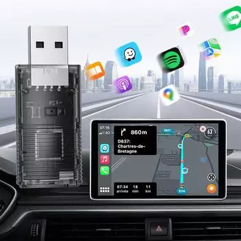 2024 Мини беспроводной адаптер CarPlay Car Play Dongle Прозрачный корпус Быстрое подключение Plug and Play для OEM проводного автомобиля CarPlay