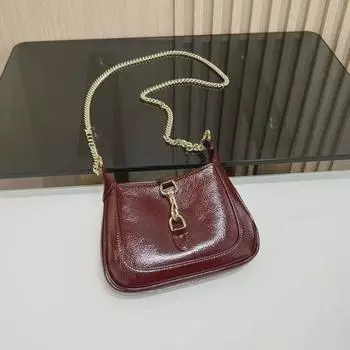 2024 Мини-сумка через плечо из блестящей вощеной кожи - стиль знаменитости Джеки Small 19x18x3.5cm чёрный