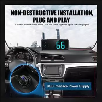 2024 Мини светодиодный цифровой спидометр GPS автомобильный HUD Head Up Display MPH/KMH Универсальный чёрный