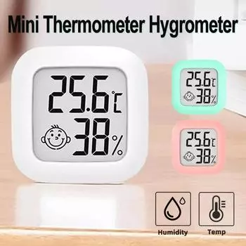 2024 мини ЖК-цифровой термометр-гигрометр для помещения электронный измеритель температуры и влажности датчик метеостанция для дома With battery белый