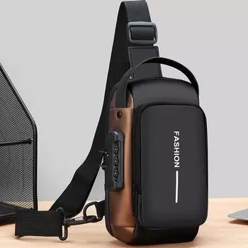 2024 Многофункциональная мужская водонепроницаемая мотоциклетная сумка на грудь и плечо чёрный/золотой