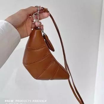 2024 мода ниша дизайн текстура мягкая кожа мини круассан рог ретро изысканная сумка шнурок сумка для мелочи серебряный